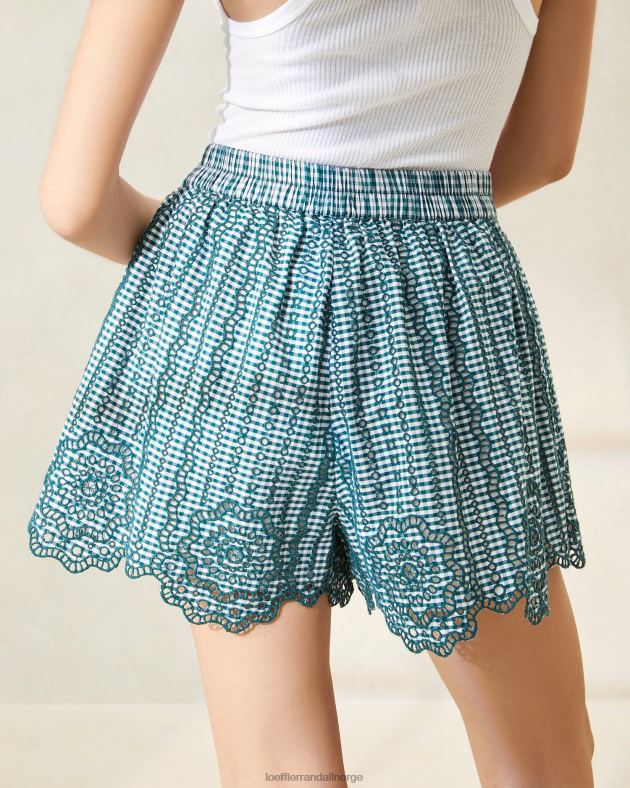 Loeffler Randall klær kvinner dorian kamskjell shorts FT8D226 mini grønn gingham