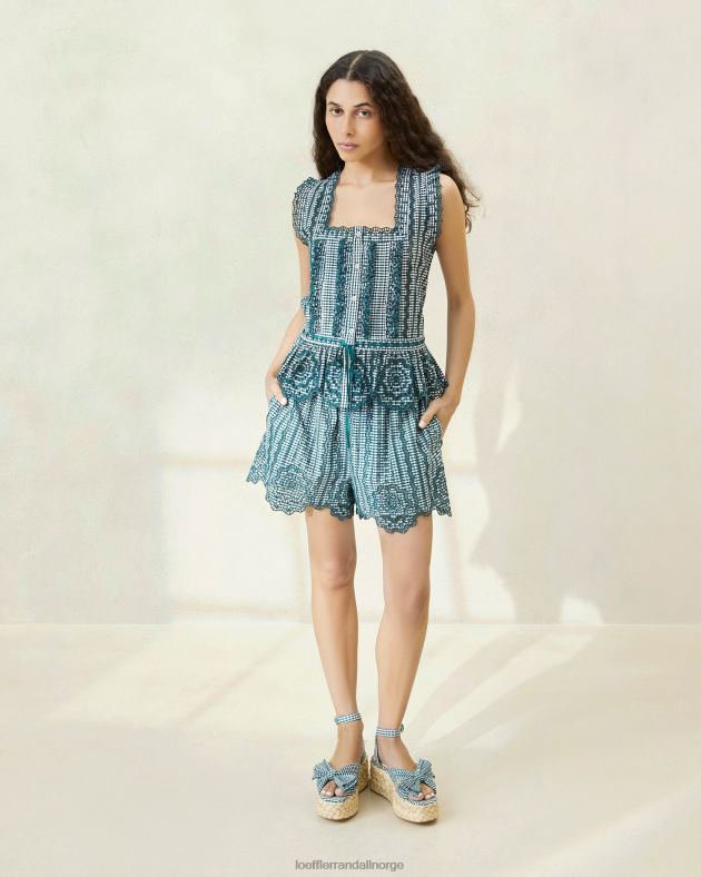 Loeffler Randall klær kvinner dorian kamskjell shorts FT8D226 mini grønn gingham