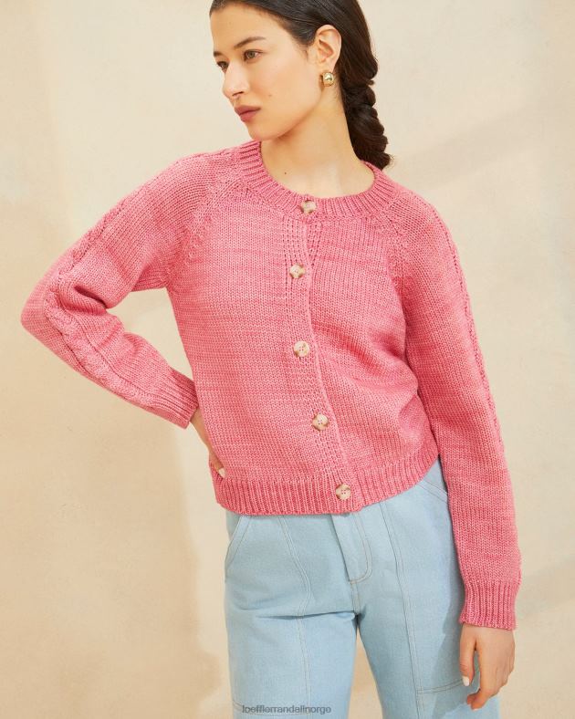 Loeffler Randall klær kvinner lindy cardigan med kabelhylse FT8D255 rosa