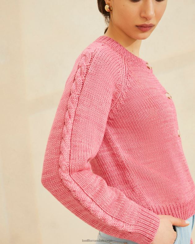 Loeffler Randall klær kvinner lindy cardigan med kabelhylse FT8D255 rosa