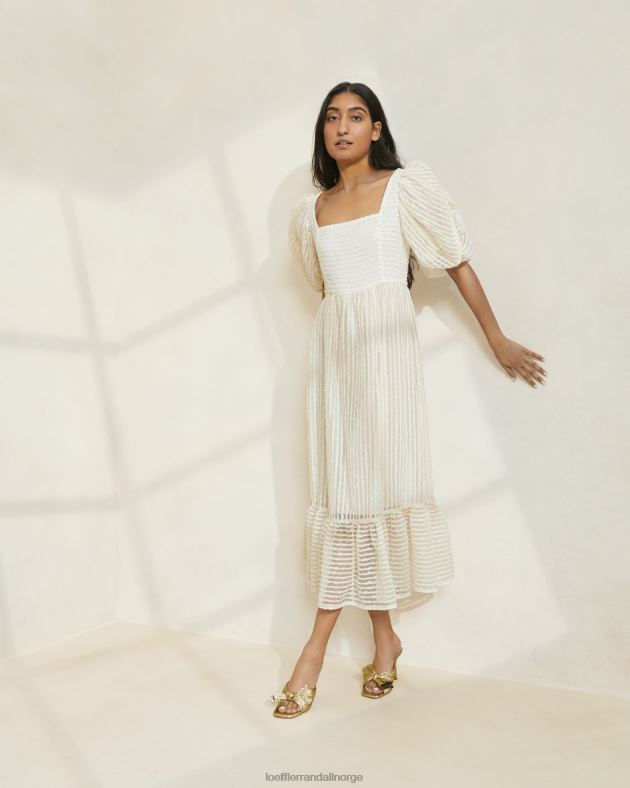 Loeffler Randall klær kvinner addison kjole med puffermer FT8D172 krem stripe