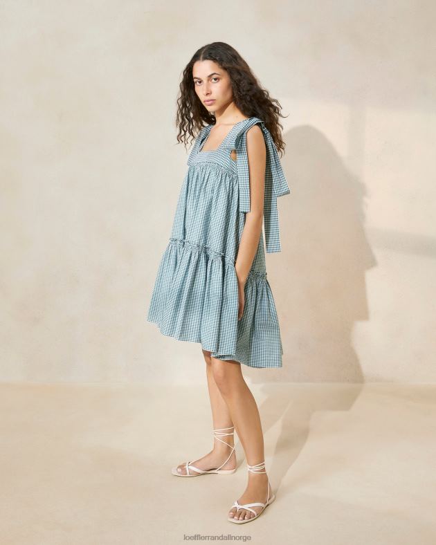Loeffler Randall klær kvinner janie kjole med volang FT8D191 mini grønn gingham