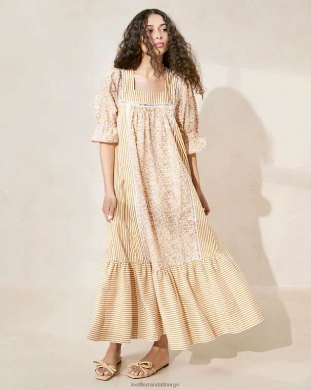 Loeffler Randall klær kvinner philipa maxi kjole FT8D184 brun floral/brun stripe