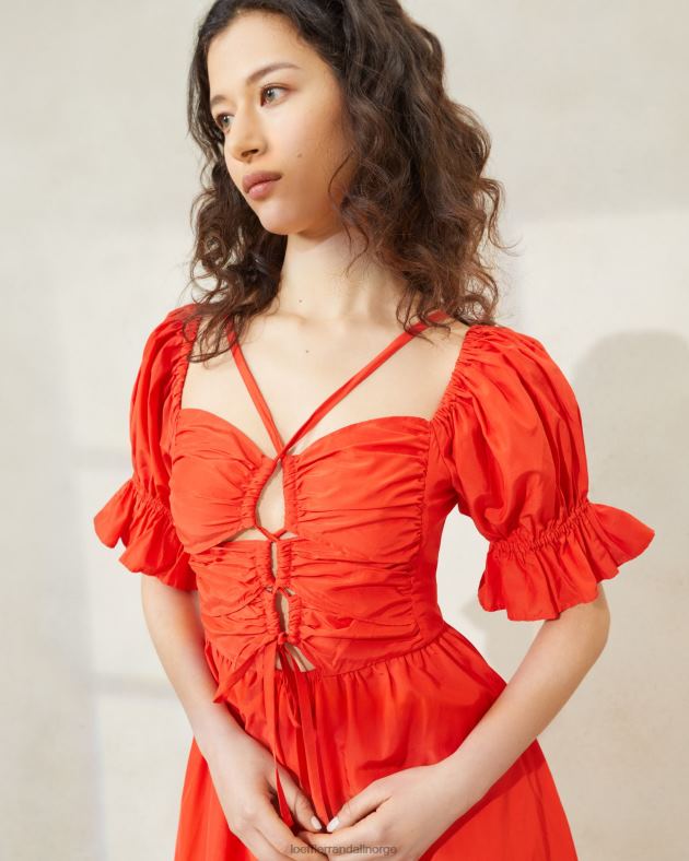 Loeffler Randall klær kvinner yael samlet bodice kjole FT8D177 valmue