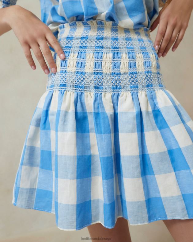 Loeffler Randall klær kvinner Gilles smocked skjørt FT8D220 blå gingham