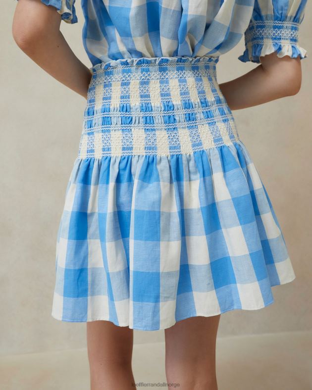 Loeffler Randall klær kvinner Gilles smocked skjørt FT8D220 blå gingham