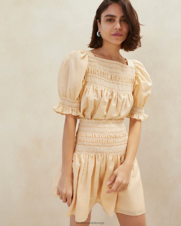 Loeffler Randall klær kvinner Gilles smocked skjørt FT8D238 sand/ecru