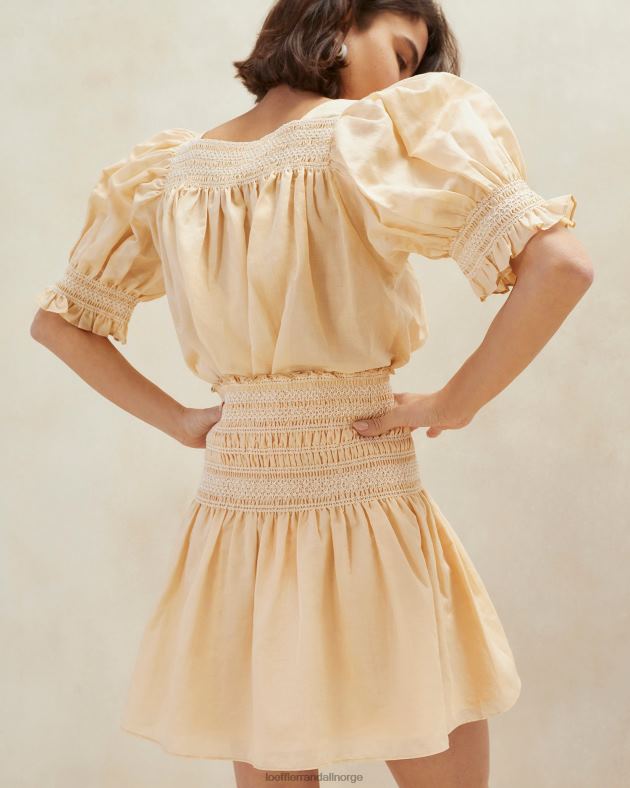 Loeffler Randall klær kvinner Gilles smocked skjørt FT8D238 sand/ecru