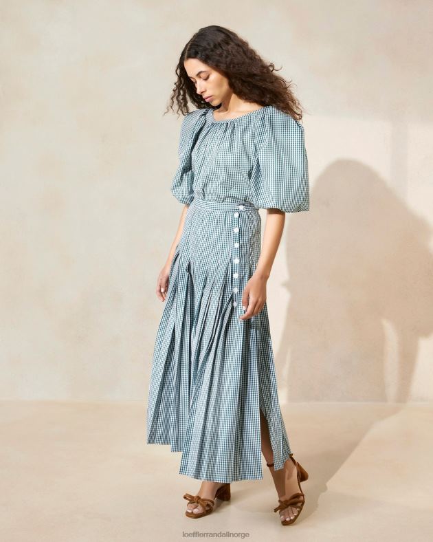 Loeffler Randall klær kvinner emlyn plissert skjørt FT8D223 mini grønn gingham