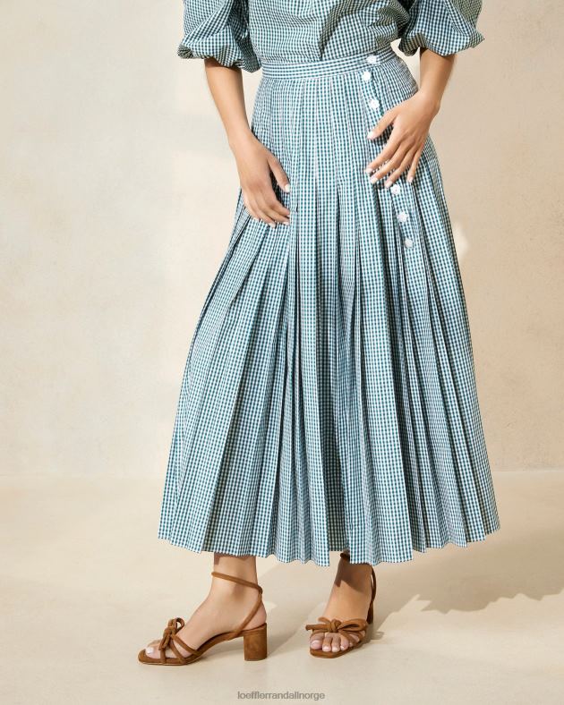 Loeffler Randall klær kvinner emlyn plissert skjørt FT8D223 mini grønn gingham