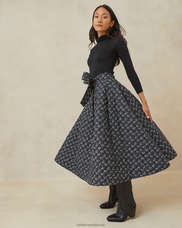 Loeffler Randall klær kvinner leigh vattert skjørt FT8D237 svart floral