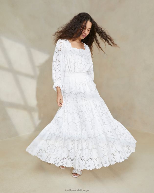 Loeffler Randall klær kvinner luna krem ​​blonde lagdelt skjørt FT8D217 elfenbein
