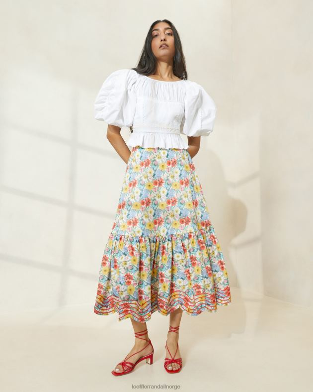 Loeffler Randall klær kvinner opal skjørt med volanger FT8D227 multivalmue blomster