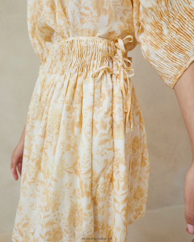 Loeffler Randall klær kvinner sidney smocked skjørt FT8D246 tonal vinranke floral