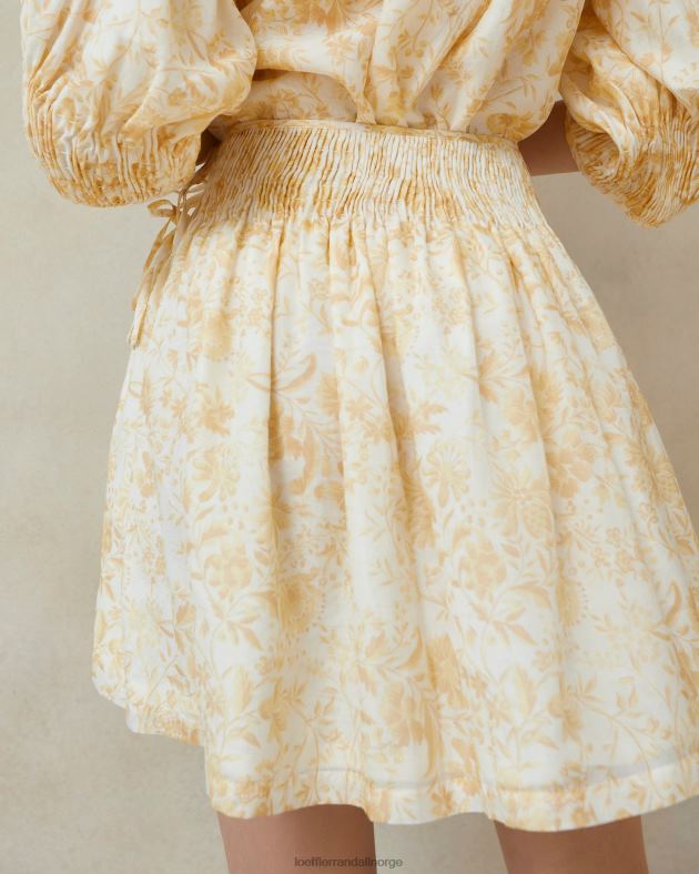 Loeffler Randall klær kvinner sidney smocked skjørt FT8D246 tonal vinranke floral