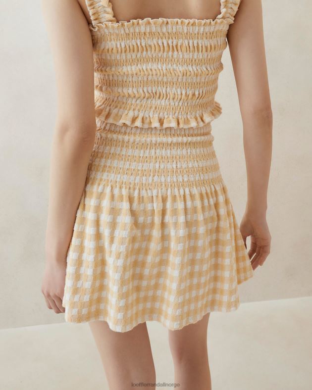 Loeffler Randall klær kvinner siena smocked skjørt FT8D253 tan gingham