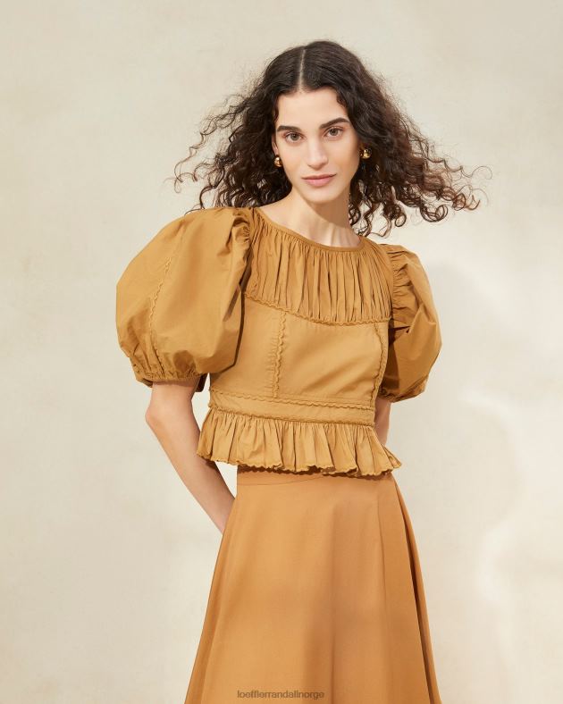 Loeffler Randall klær kvinner anna puff-ermet peplum topp FT8D209 sigar