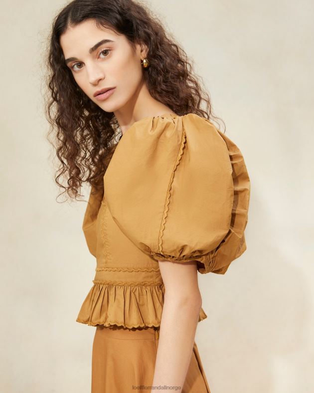 Loeffler Randall klær kvinner anna puff-ermet peplum topp FT8D209 sigar