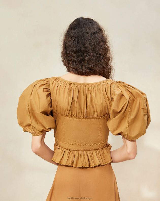 Loeffler Randall klær kvinner anna puff-ermet peplum topp FT8D209 sigar