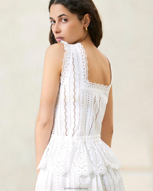 Loeffler Randall klær kvinner arden scalloped bluse FT8D208 hvit