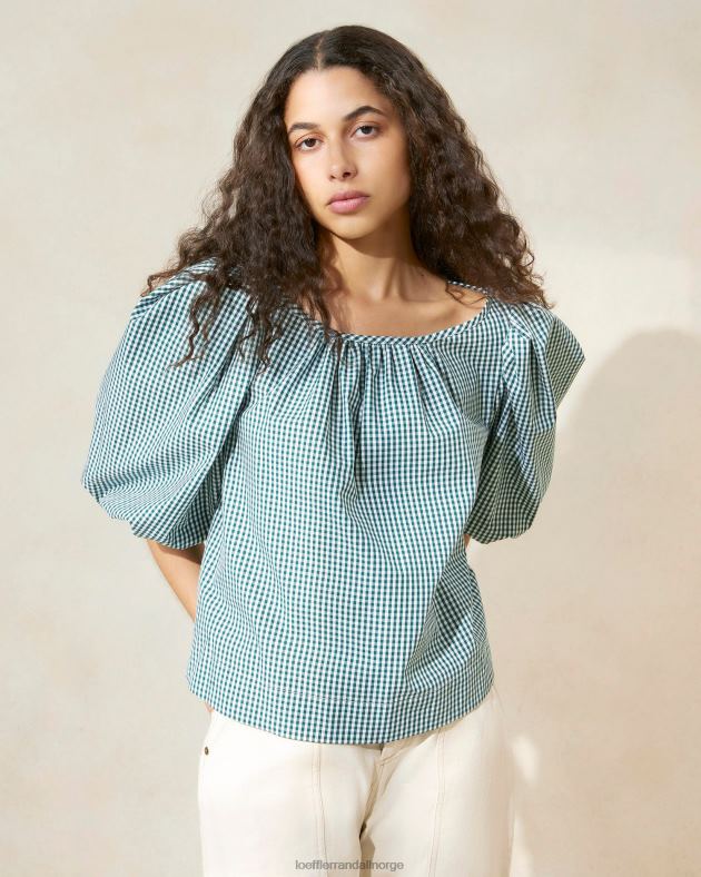 Loeffler Randall klær kvinner eliza teltbluse FT8D207 mini grønn gingham