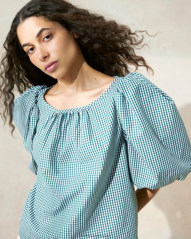 Loeffler Randall klær kvinner eliza teltbluse FT8D207 mini grønn gingham