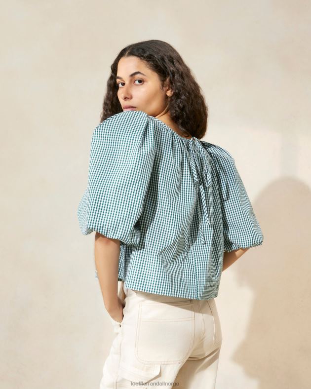 Loeffler Randall klær kvinner eliza teltbluse FT8D207 mini grønn gingham