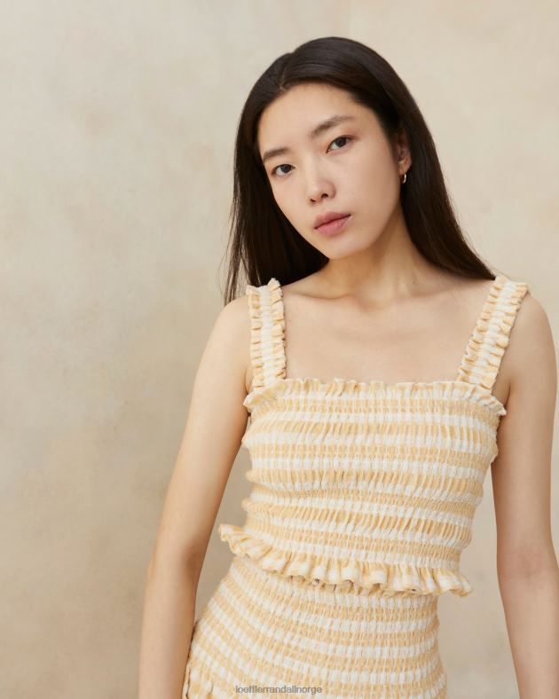 Loeffler Randall klær kvinner fiona smocket camisole FT8D252 tan gingham