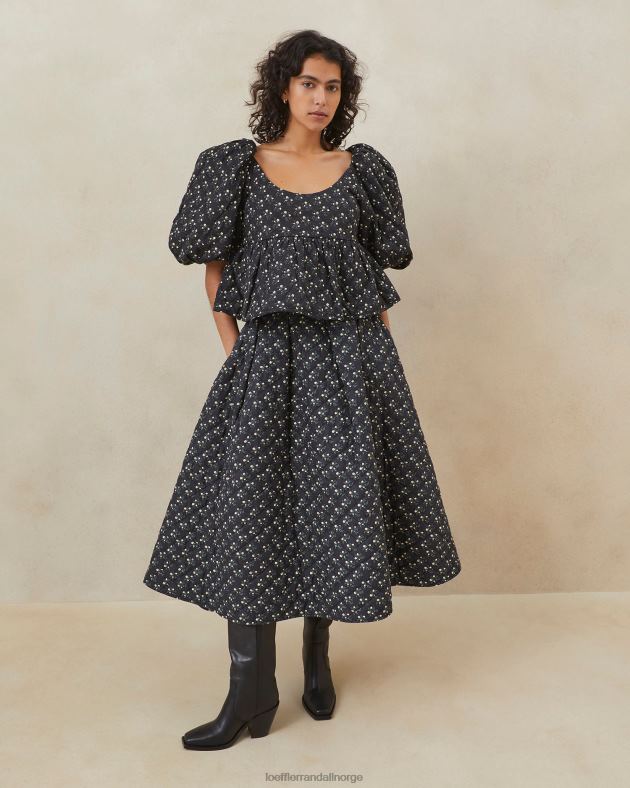 Loeffler Randall klær kvinner jessalyn vattert topp FT8D247 svart floral