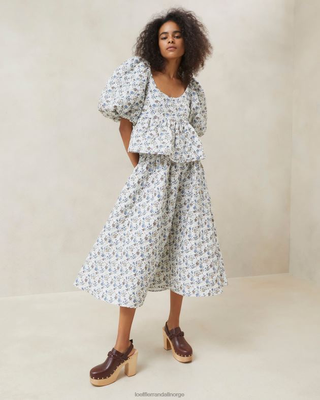 Loeffler Randall klær kvinner jessalyn vattert topp FT8D248 krem/floral