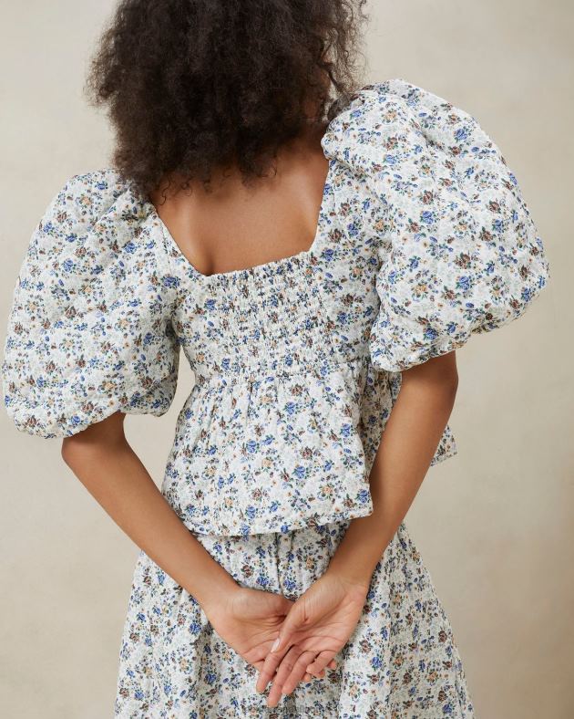 Loeffler Randall klær kvinner jessalyn vattert topp FT8D248 krem/floral