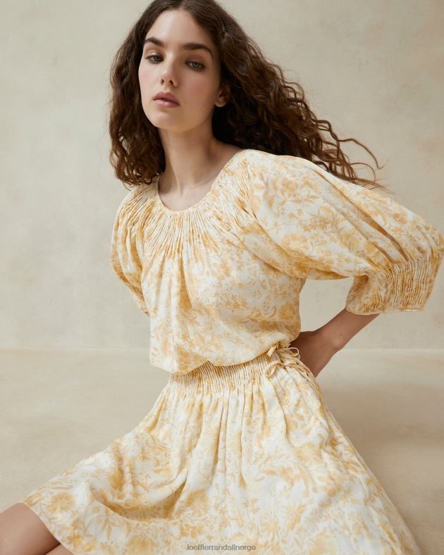 Loeffler Randall klær kvinner sloane smocked topp FT8D241 tonal vinranke floral
