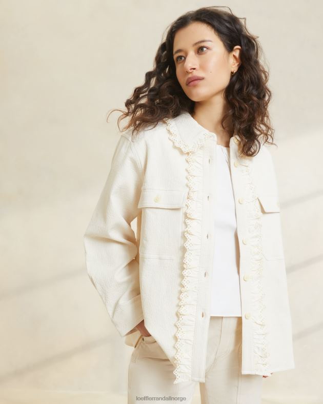 Loeffler Randall klær kvinner zeke eyelet chore coat FT8D260 ecru