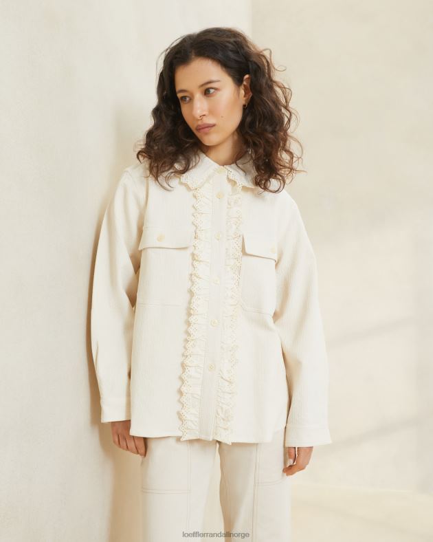 Loeffler Randall klær kvinner zeke eyelet chore coat FT8D260 ecru