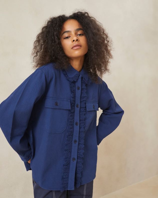 Loeffler Randall klær kvinner zeke eyelet chore coat FT8D261 indigo