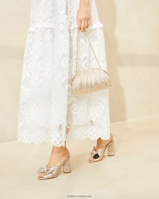 Loeffler Randall poser kvinner bailey plissert kuppel clutch FT8D386 champagne