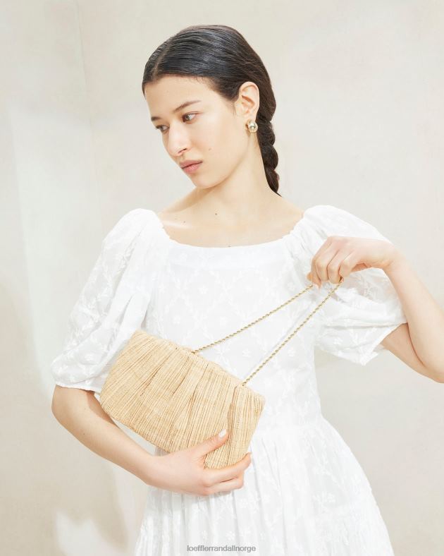 Loeffler Randall poser kvinner brit flat plissert clutch FT8D368 naturlig