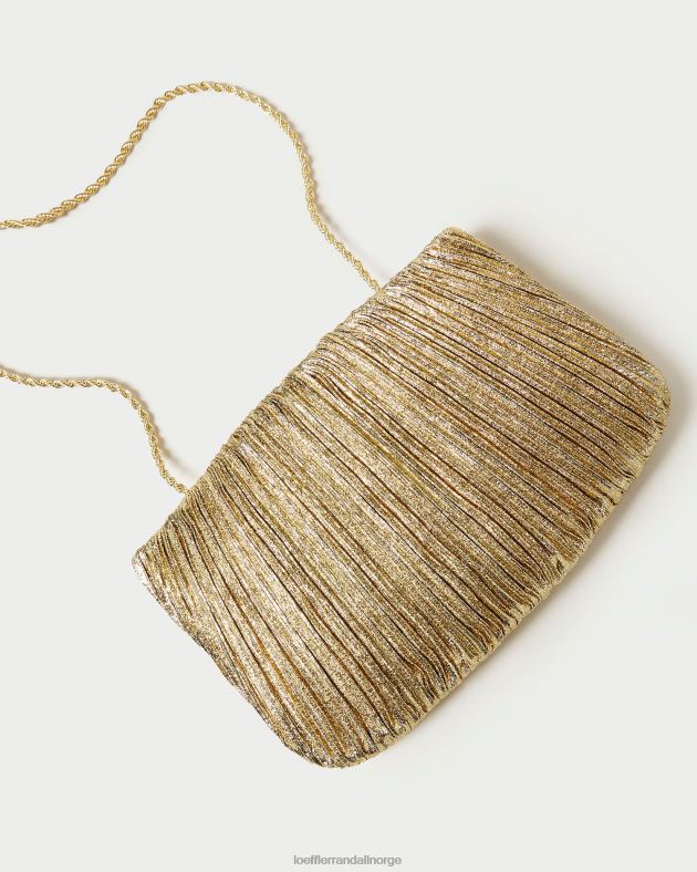 Loeffler Randall poser kvinner brit flat plissert clutch FT8D376 oro
