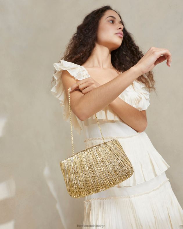 Loeffler Randall poser kvinner brit flat plissert clutch FT8D376 oro