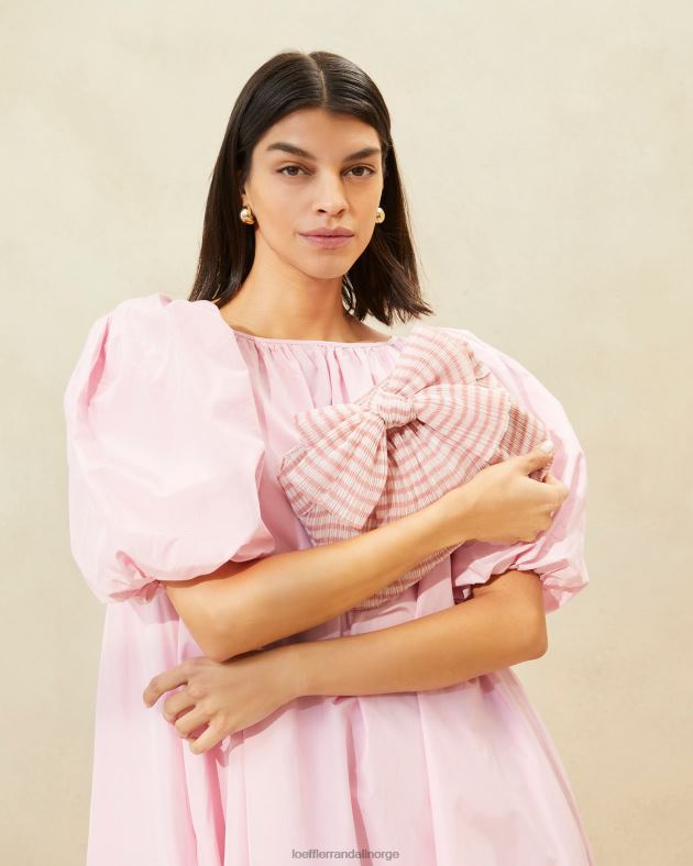 Loeffler Randall poser kvinner rayne bue clutch FT8D380 myk rosa gingham