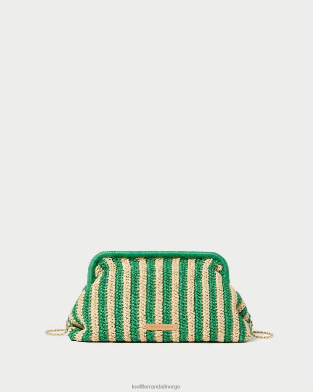 Loeffler Randall poser kvinner trudie ramme clutch FT8D391 naturlig/grønn stripe