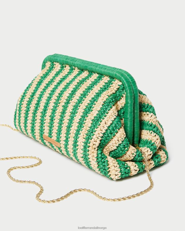 Loeffler Randall poser kvinner trudie ramme clutch FT8D391 naturlig/grønn stripe