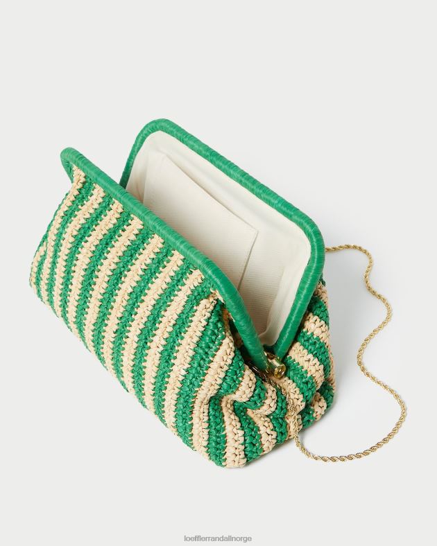 Loeffler Randall poser kvinner trudie ramme clutch FT8D391 naturlig/grønn stripe