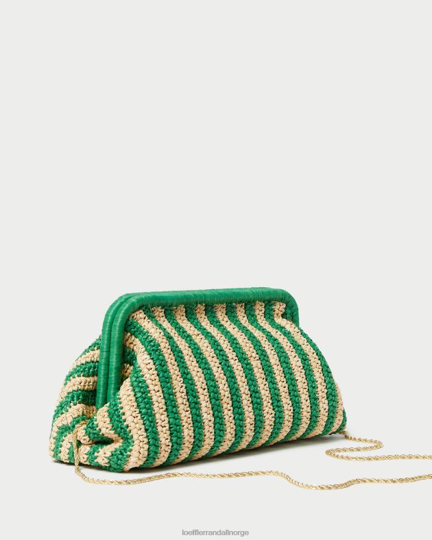 Loeffler Randall poser kvinner trudie ramme clutch FT8D391 naturlig/grønn stripe