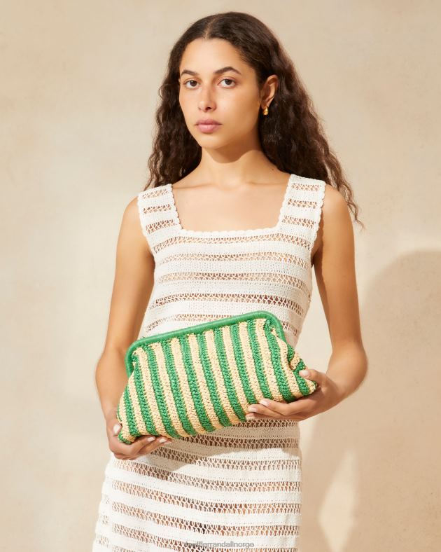 Loeffler Randall poser kvinner trudie ramme clutch FT8D391 naturlig/grønn stripe