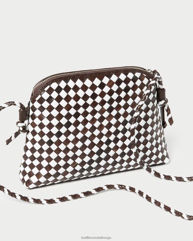Loeffler Randall poser kvinner mallory vevd crossbody FT8D332 sjokolade/hvit