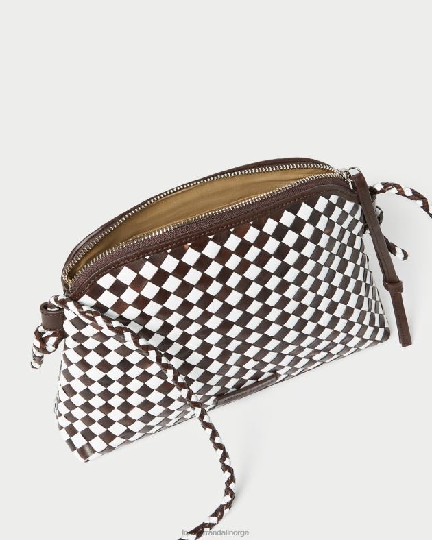 Loeffler Randall poser kvinner mallory vevd crossbody FT8D332 sjokolade/hvit