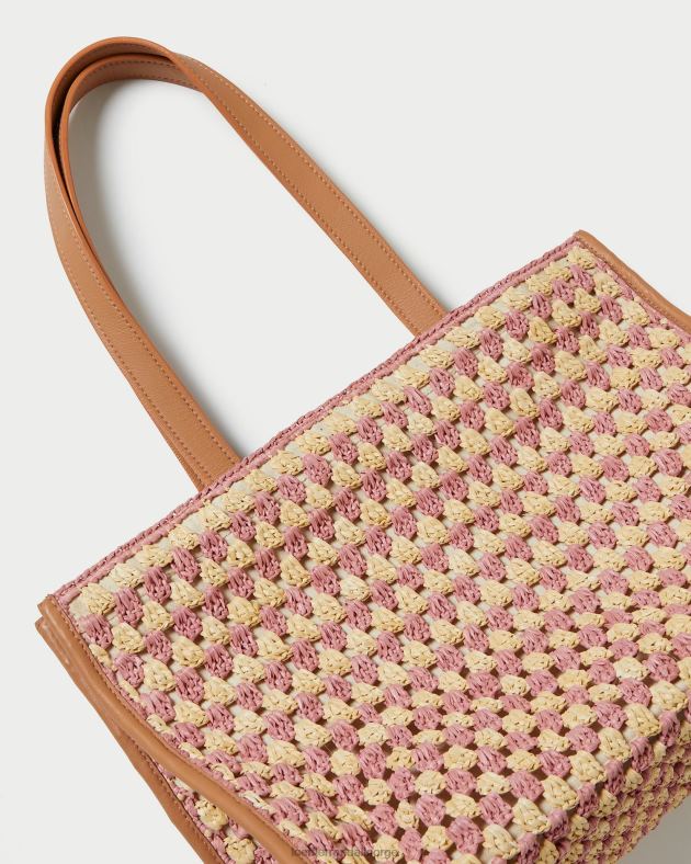 Loeffler Randall poser kvinner pia hekle veske FT8D315 naturlig/rosa/honning