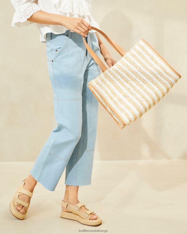 Loeffler Randall poser kvinner pia naturlig heklet veske FT8D323 hvit/naturlig stripe