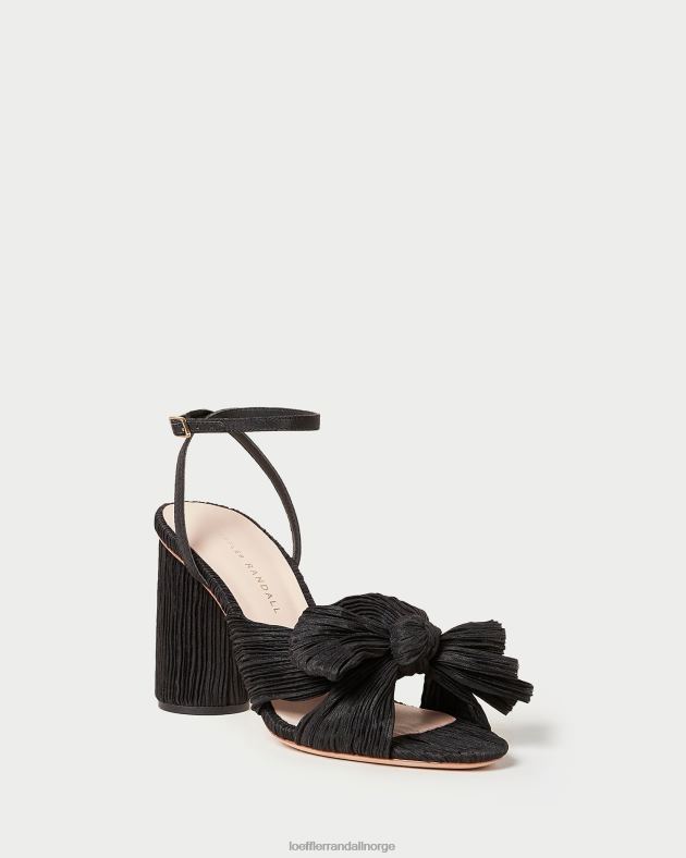 Loeffler Randall sko kvinner camellia plissert sløyfehæl FT8D17 svart